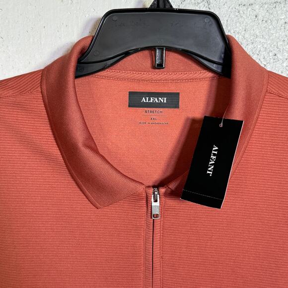 Alfani Men's Ottoman Zip Polo, Terracotta Glaze, 2XL $40 - Picture 4 of 6